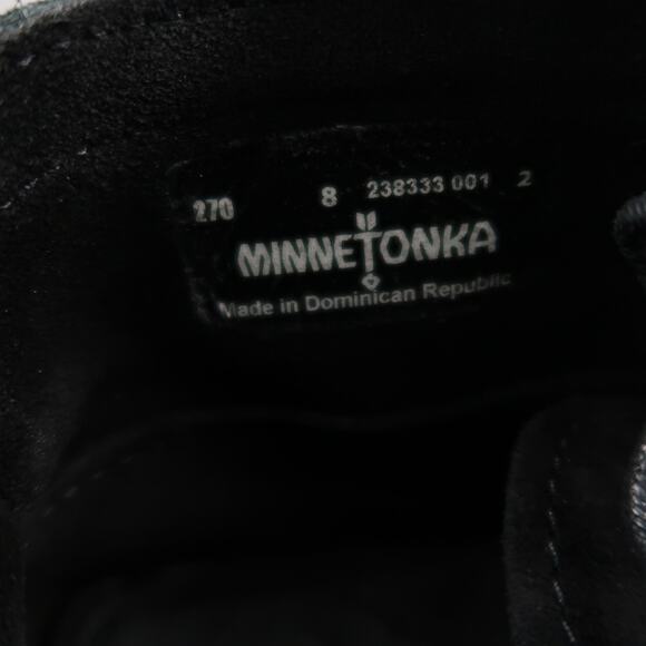 Minnetonka Shoes Womens 8 Moccasin Chukka Ankle Bootie Leather Black Lace Up - Picture 11 of 14